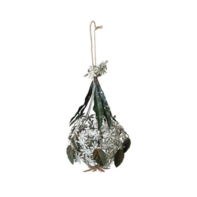 Creative Co-op Painted Metal Flower Ornament Bauble-image