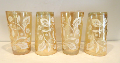 Vintage (1940s) Jeannette Marigold Iridescent Carnival Highball Glasses, 4-image