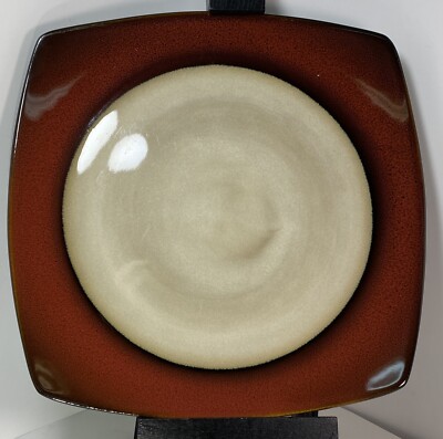 Sonoma Mesa Red Square Dinner Plate Rust Red Border Cream Center 10
