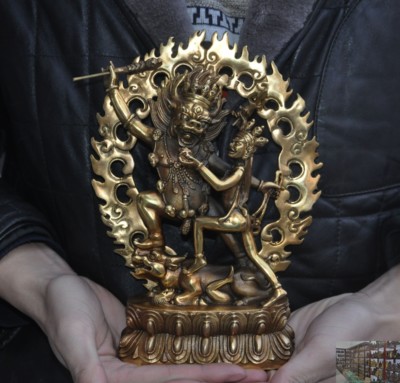 Tibetan buddhism temple Bronze Joss Yamantaka Hayagriva Buddha hevajra Statue -image