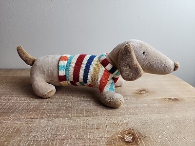 Creative Co-Op Plush Dachshund Dog Puppy Striped Sweater Toy 2021-image