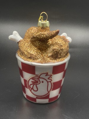 Fried Chicken Bucket Glass Christmas Ornament Whimsical Glitter Creative Co-Op-image