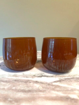 Creative Co-Op Glass Votive Tealight Holder in Brown/Copper, set of 2 NWT-image