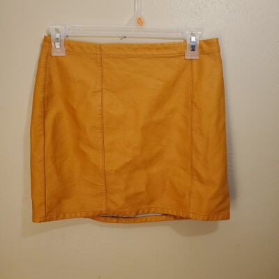 Forever 21 Faux Leather Orange Zip Up Back Mini Skirt Size Medium-image