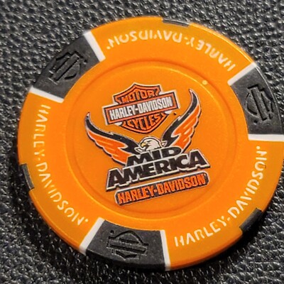 MID AMERICA HD ~ MISSOURI (Orange/Black Full Color) Harley Poker Chip (CLOSED)-image