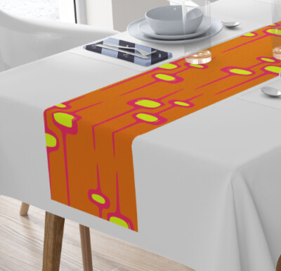 Retro Table Runner Vintage Style Orange Mid Century Modern MCM MM36-image