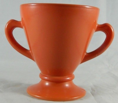 Vintage Mid-Century Orange Rust Double Handle Open Sugar Bowl Hazel Atlas Dish-image
