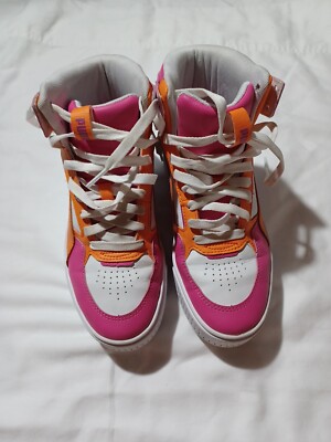 Puma Girls' Big Kid Karmen Rebelle Mid Sneakers Pink White Orange Size 5.5-image