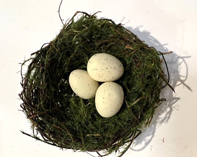 Creative Co-Op Faux Bird Nest with 3 Eggs Clip On 4 1/2 - 5