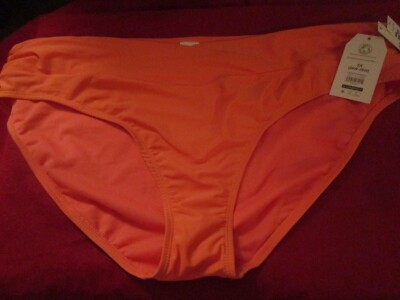 Time Tru Womens Bikini Bottoms V Waistband Mid Rise Bikini Swimwear 3X Orange-image