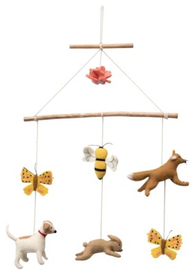 Baby Mobile Wool Felt Animal Woodland Creative Co-op Nursery Hanging Decoration-image