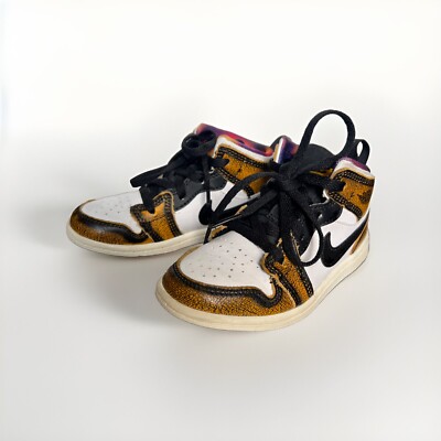 Nike Air Jordan 1 Mid SE Orange/gold Wear Away GS DQ8420-071 Size 8.5 Y Shoes-image