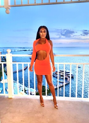 Orange One Shoulder Dress Size: Small Description: Orange, Mid cut out-image