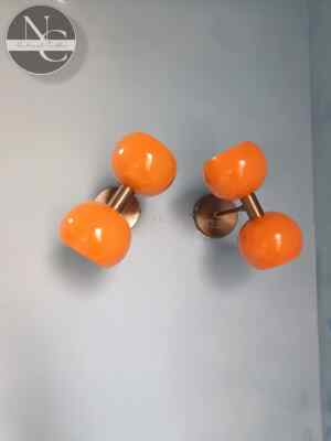 Orange Funky Wall Lamp Plugin Wall Sconce Light Mid Century Italian-image