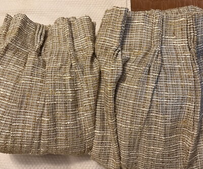 2 Panels True VTG Mid-century 1960s 1970s Open Weave Drapes Curtains Orange MCM-image