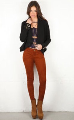 NWT $885 24, 26, 27, 32 CURRENT ELLIOTT Skinny Ankle Suede Leather Pants Orange-image