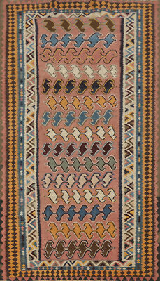 Hand-woven Reversible Wool Rug Kilim Tribal Vegetable Dye Semi-Antique Rug 5x9-image