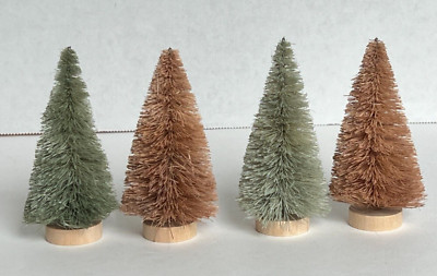 Creative Co-Op Set 4 Bottle Brush Trees Wood Base 2 Green 2 Light Brown 4