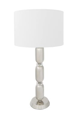 Creative Co-Op Metal Glass Middle Table Lamp, Silver-image