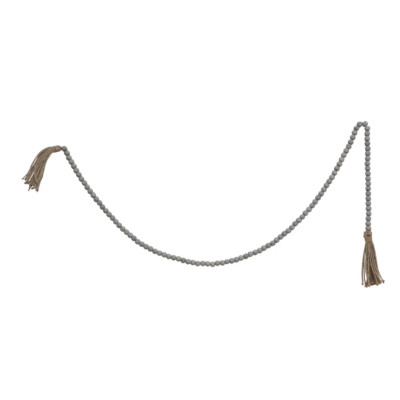 Jute and Wood Bead Garland with Tassels-image