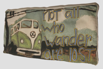 Kellie Montana Creative Co-Op Hippie Peace Mini Van Beetle Long Throw Pillowcase-image