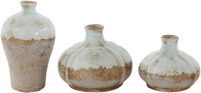 Creative Co-Op Brown & White Terracotta Vases with Distressed Finish -image