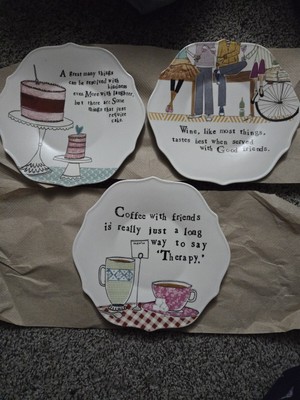 3 CREATIVE CO-OP Salad Plate Cake Wine Coffee 5.75”-image