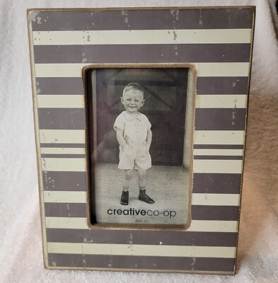 4x6 Brown & Cream Distressed Stripe Photo Frame 9
