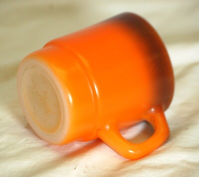 Orange Brown Cup Mug Milk Glass Fire King Anchor Hocking-image