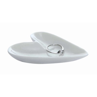 Creative Co-op White Cermaic Heart Ring Dish Novelty Decor-image