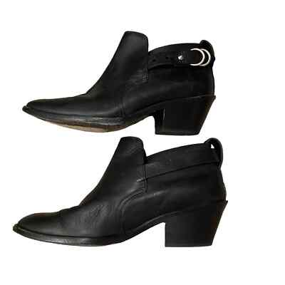 Rag and Bone Moto Black Leather Ankle Bootie Sullivan Buckle boots women Size 40-image
