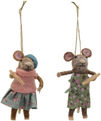 Creative Co-op - Wool Felt Mouse Artist Ornament - XS6688A-image
