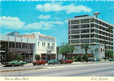 c1970 East on Main Street, Strauch's Stationers, Mesa, Arizona Postcard-image