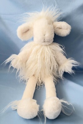 CREATIVE CO OP SHAGGY LONG HAIR WHITE PLUSH LAMB 18
