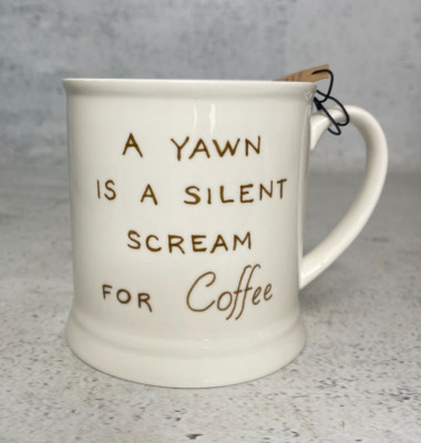 Stoneware Mug 11cm A Yawn is a Silent Scream for Coffee Creative Co Op Mug-image
