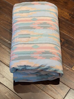 Vintage Lady Pepperell Mesa Aztec Blend Pastels Bedspread 106” X 97” See Desc-image