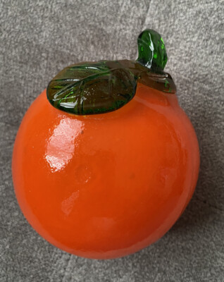 Glass Orange Fruit Murano Style Hand Blown Mid Century 3.5 Vintage Decoration-image