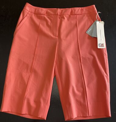Cutter & Buck Women's Golf Shorts CB DryTec ~ Orange Salmon ~ Size 6-image