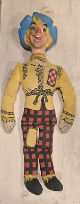 Wizard Of OZ Scarecrow R.P. Co RALSTON Rubber Head Plush Cloth Doll Vintage 23''-image
