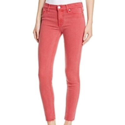 Hudson Jeans Nico Mid Rise Unfinished Hem Ankle in Red Stone-image