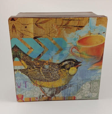 Phonex Creative Co. Bird Coffee Tin Metal Copper Trinket Storage Box 6x6x3-image