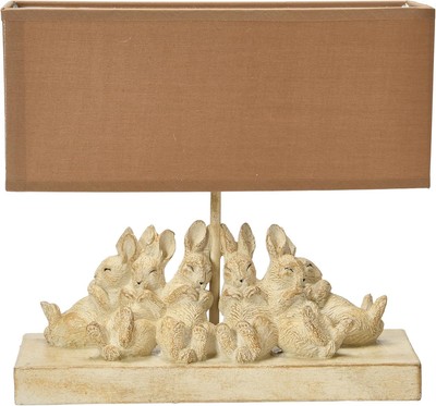 Whitewashed Rabbit Table Lamp with Sand Colored 14