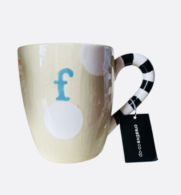 Brand NEW Altar'd State Monogram Initial “F” Mug Creative Co-Op Beetle Juice NWT-image
