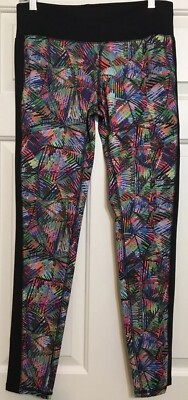 Women's Mossimo size L black green purple orange athletic fitted leggings-image