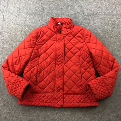 Tommy Hilfiger Jacket Womens Large Orange Quilted Full Zip Windbreaker *-image