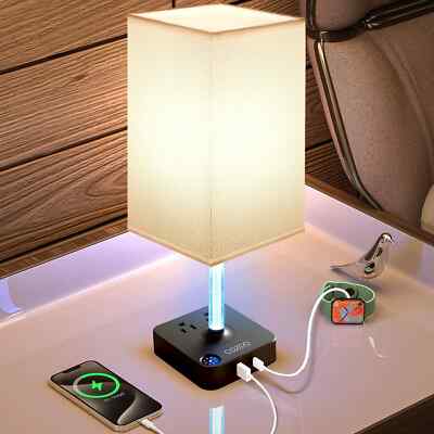Lampara de Mesa Tactil con Atenuacion 3 Niveles y 2 Puertos Carga USB Base Negra-image