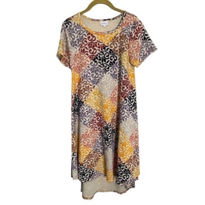 Lularoe Multicolor Yellow Purple Orange Paisley Shift Dress XS-image