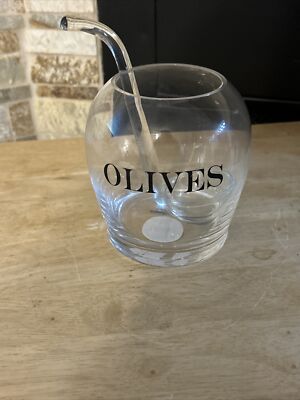 Creative Co-Op Clear Glass Olive Jar with Glass Spoon-image