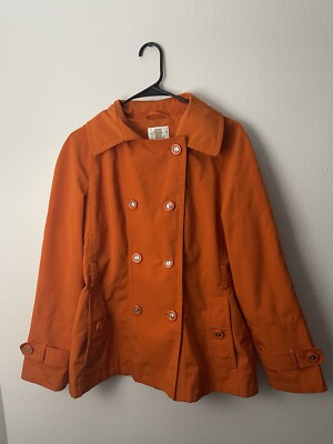 Gallery Orange Peacoat Button Up Jacket Size LP-image