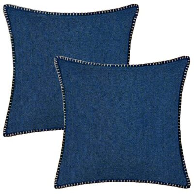 Decorative Outdoor Throw Pillow Covers 20x20 Set Of 2 Square Linen Farmhouse Pil-image